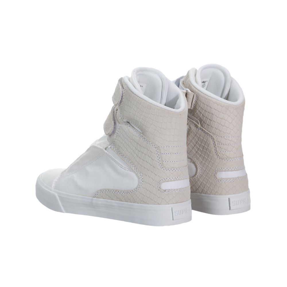 Baskets Montantes Supra Society II Blanche Grise White/White Femme | FJM-79922948